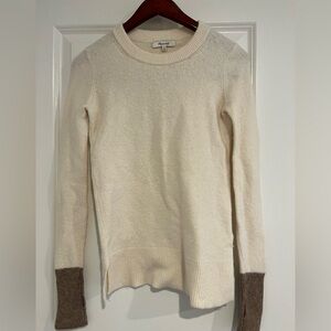 Madewell Cream and Brown Crew Neck Sweater